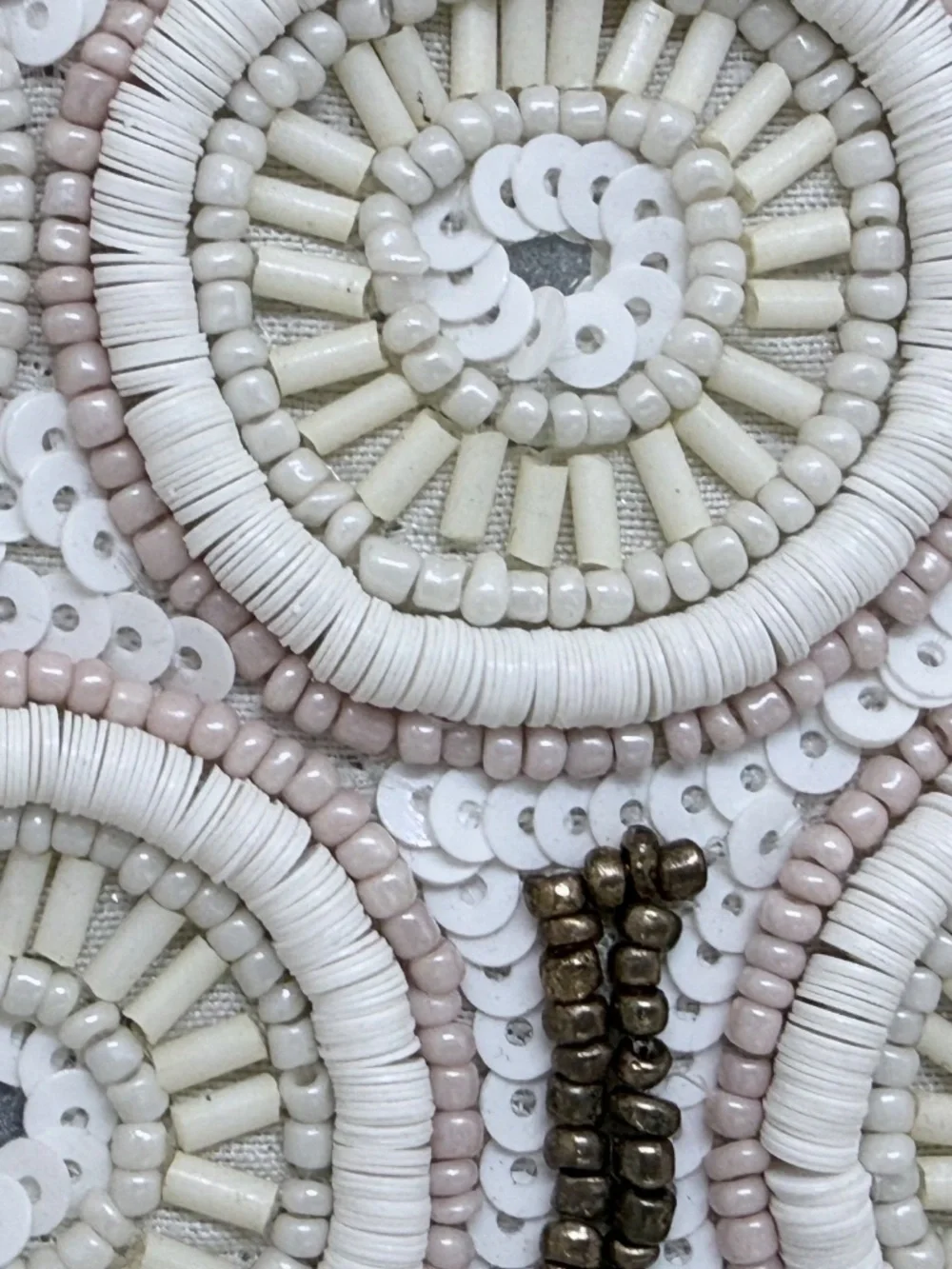 The Club Bag from Bamboo Trading Co. Beaded. White & Gold for Phone and Wallet